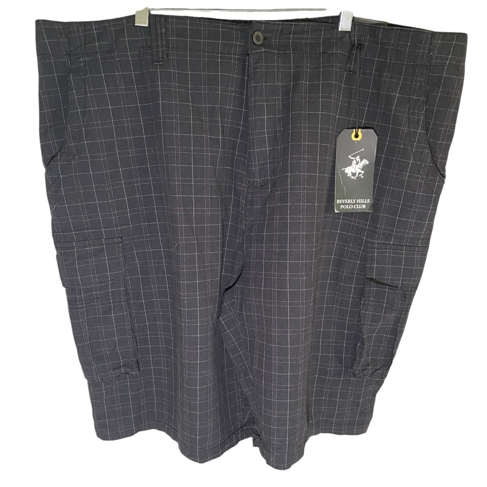 Men’s Beverly Hills Polo club checkered 100% cotton cargo shorts with tag